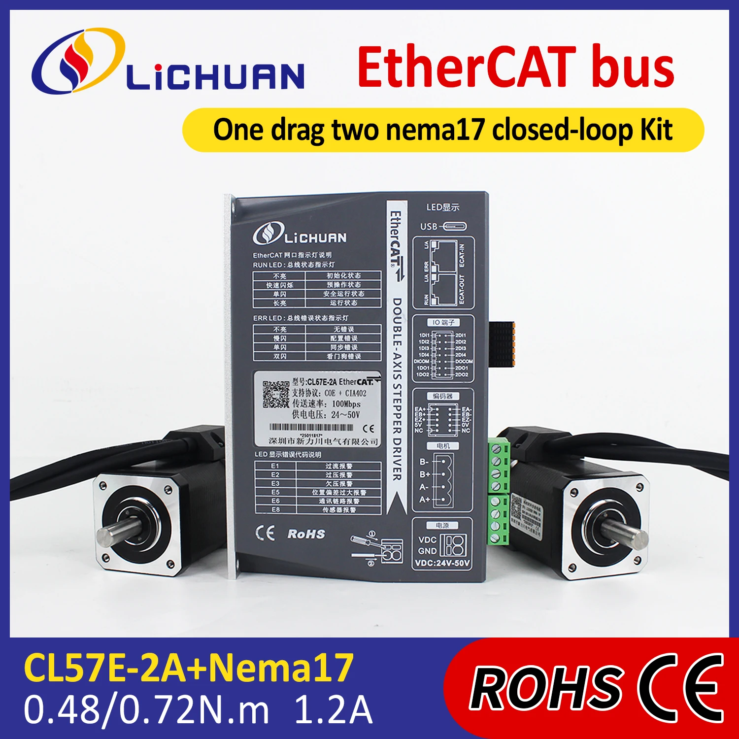 2026 Lichuan DC24V~50V 1.2A 10 - Closed Loop Stepper Motor Nema 17 评论和价格