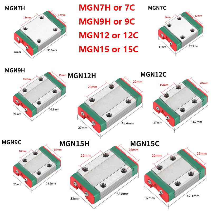2PCS MGN7C MGN7H MGN9C MGN9H M - Linear Rail Mgn12H Set 评论和价格